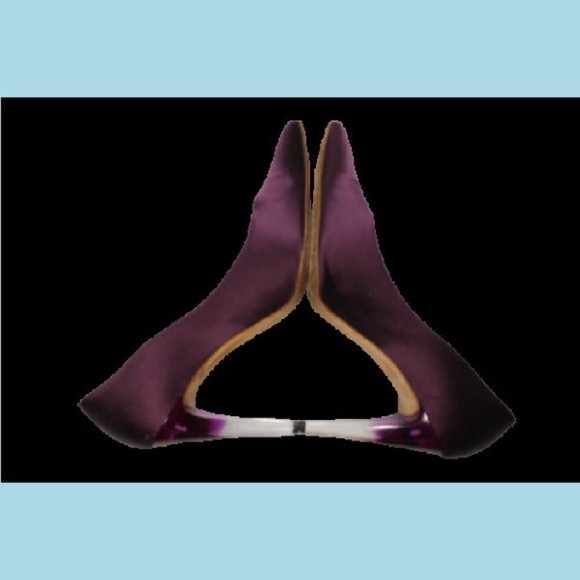 CHANEL Pumps Shoes 41 Purple Satin High Heels Gradient Lucite Pointed Toe Italy - Picture 4 of 12